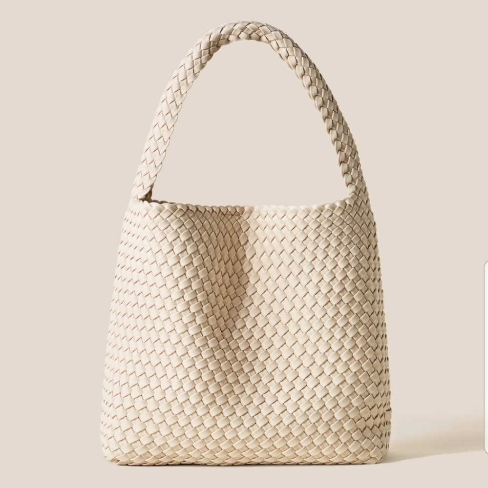 Naghedi Cream Textured Hobo Bag
